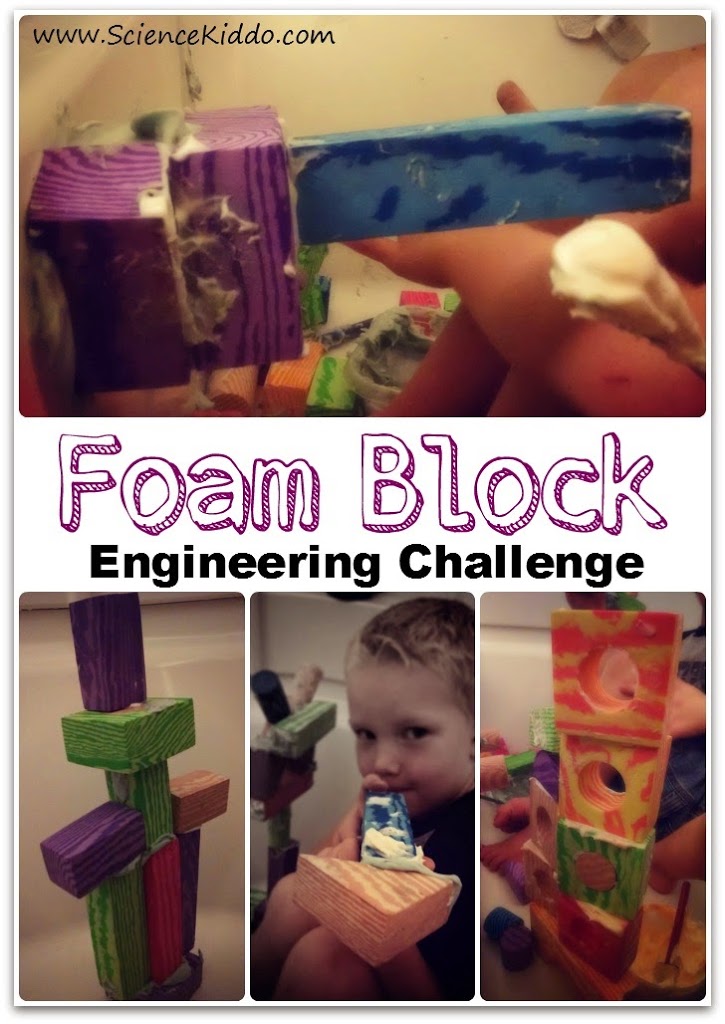 Stimulate your child's imagination with this creative foam block engineering STEM challenge! Easy to set up and clean up, foam block engineering is a must!
